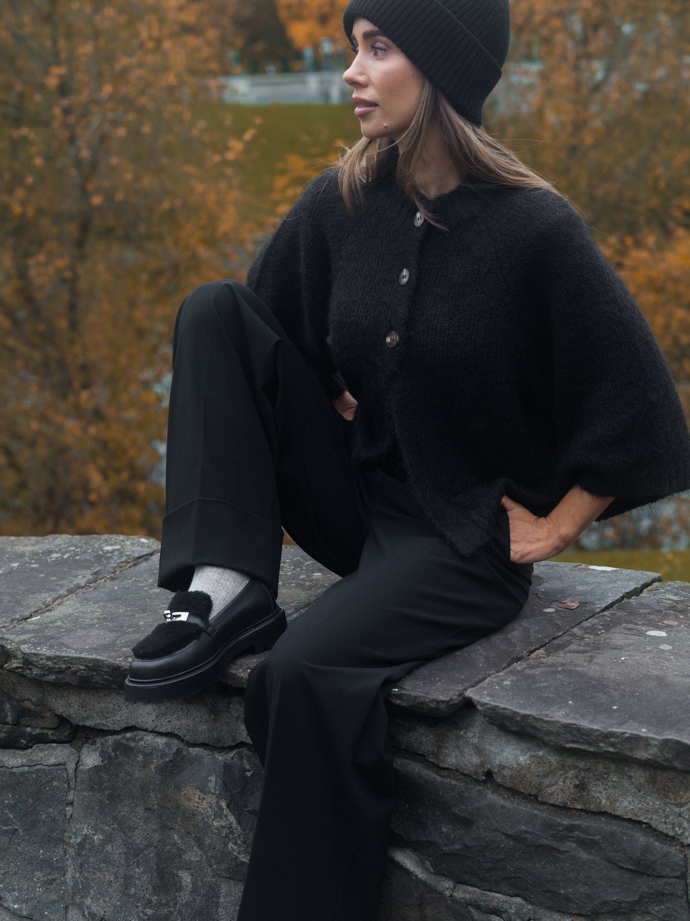Diana Cape Cardigan - Mörkbrun