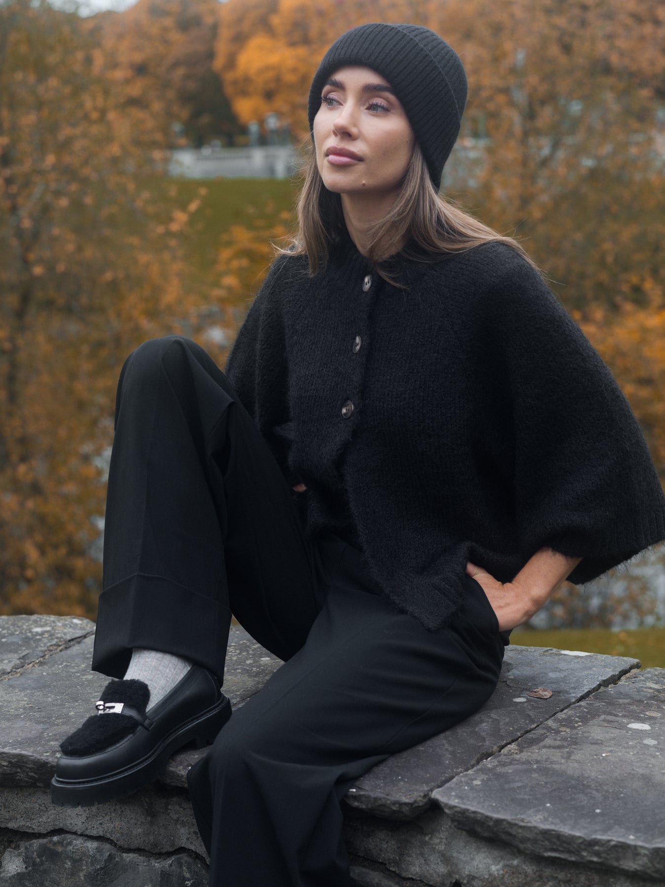 Diana Cape Cardigan - Mörkbrun