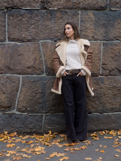 Marta Shearling Jacket - Dark Cognac/Cream