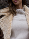 Marta Shearlingjacka - Mörk Cognac/Cream