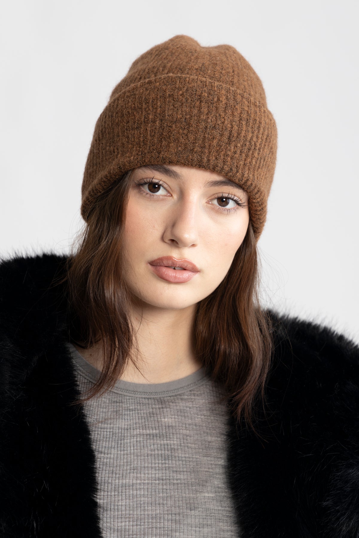 Lilly Wool Beanie - Brown Melange
