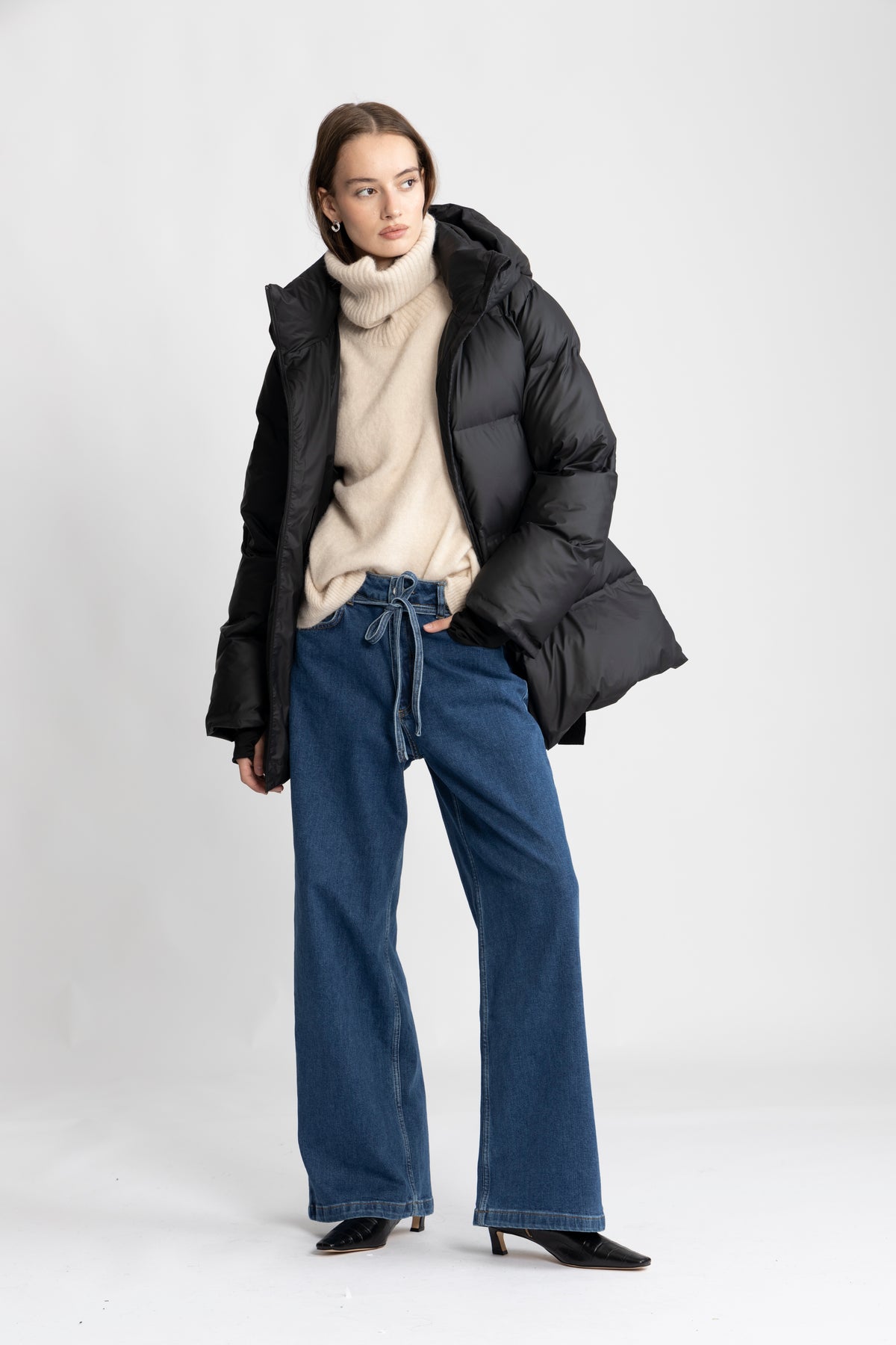 Sonja Belt Puffer Jacket - Black