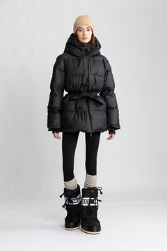 Sonja Belt Puffer Jacket - Black
