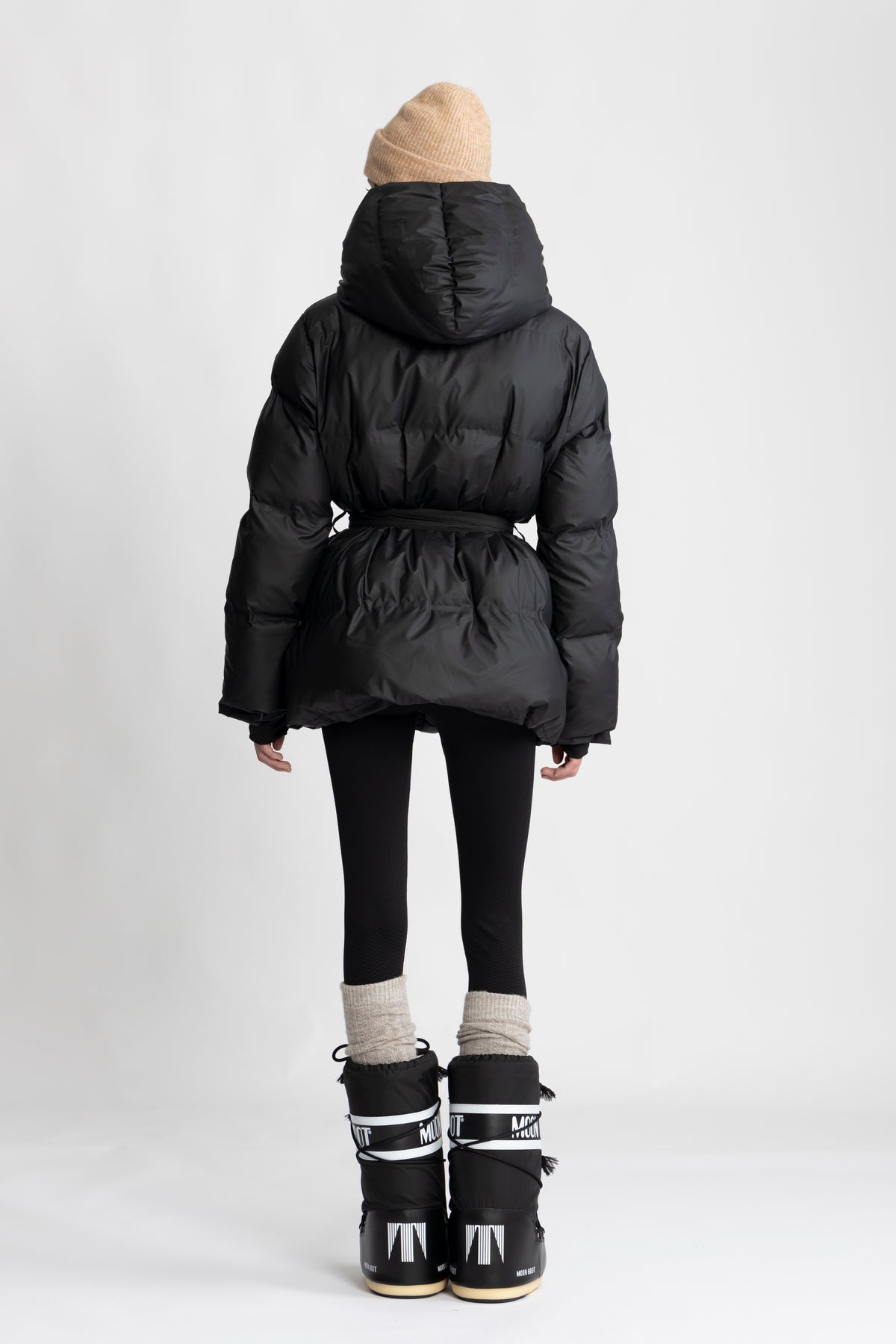 Sonja Belt Puffer Jacket - Black