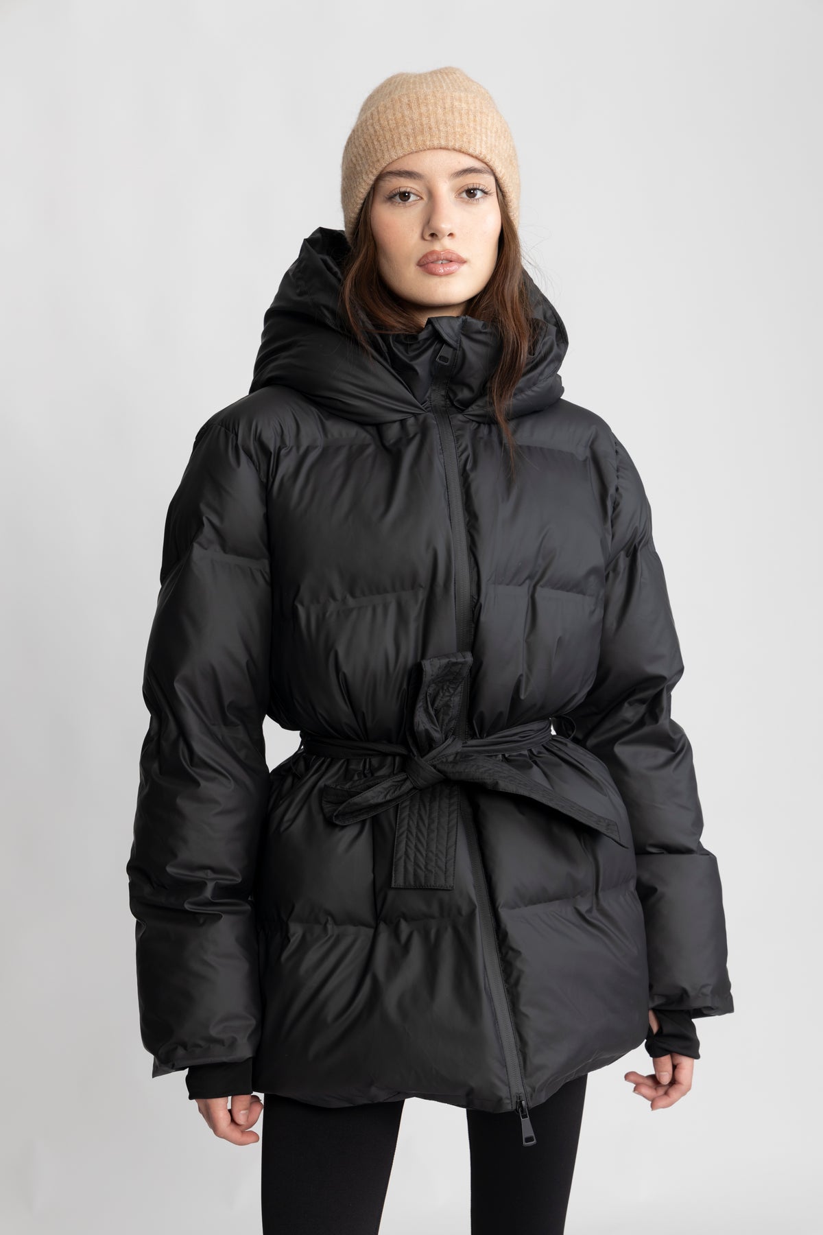 Sonja Belt Puffer Jacket - Black