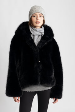 Astrid Faux Fur Jacket - Black