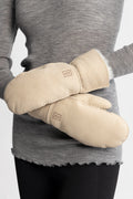 Mina Shearling Mittens - Beige