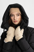 Mina Shearling Mittens - Beige