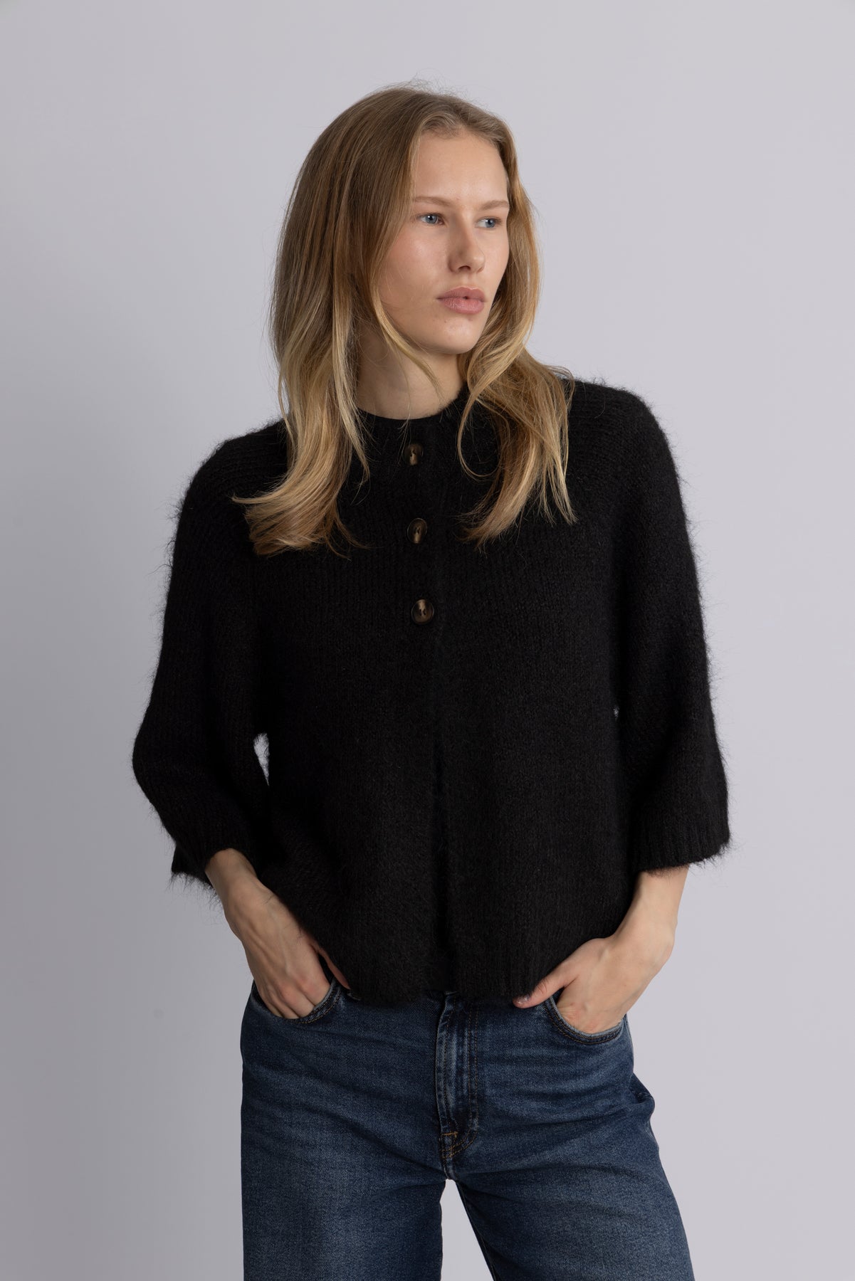 Diana Cape Cardigan - Mörkbrun