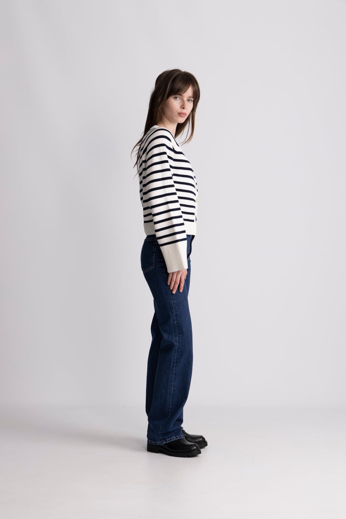 Pernille Knit Cardigan - Marinblå randig