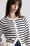Pernille Knit Cardigan - Marinblå randig