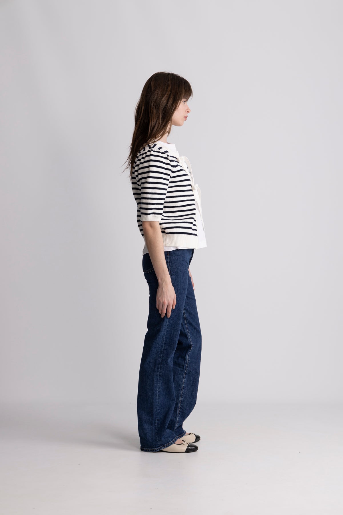 Frida Bow Knit - Off White/Blå