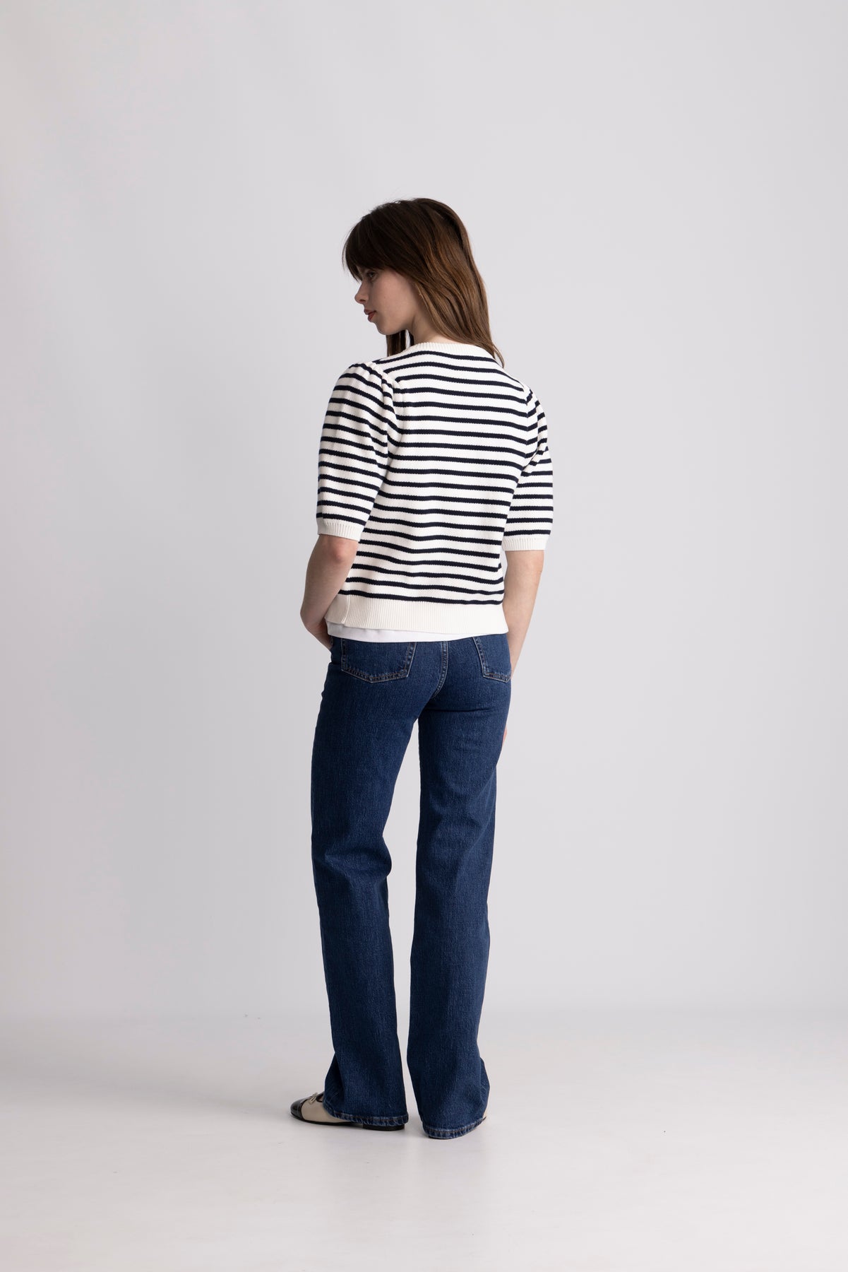 Frida Bow Knit - Off White/Blå