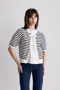 Frida Bow Knit - Off White/Blå