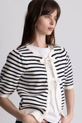 Frida Bow Knit - Off White/Blå