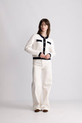 Jeanette Contrast Cardigan - Off White