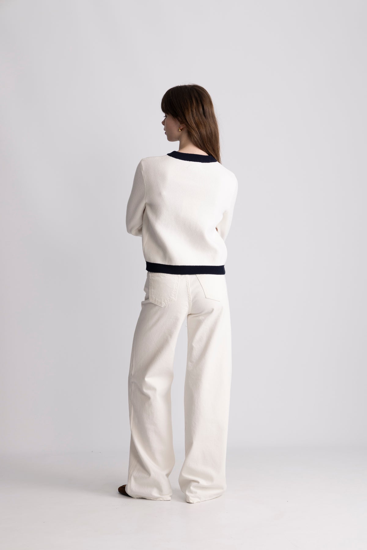 Jeanette Contrast Cardigan - Off White