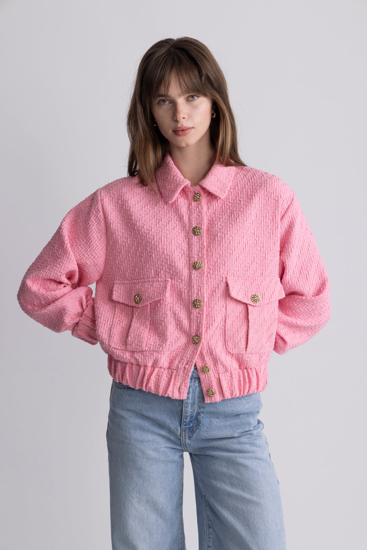Tone Tweed Jacket - Ljusrosa