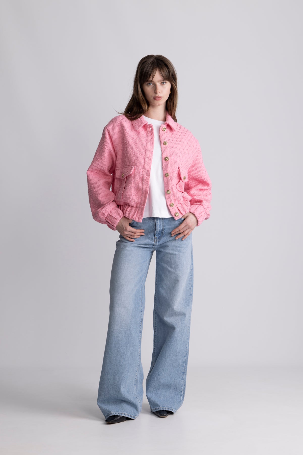 Tone Tweed Jacket - Ljusrosa