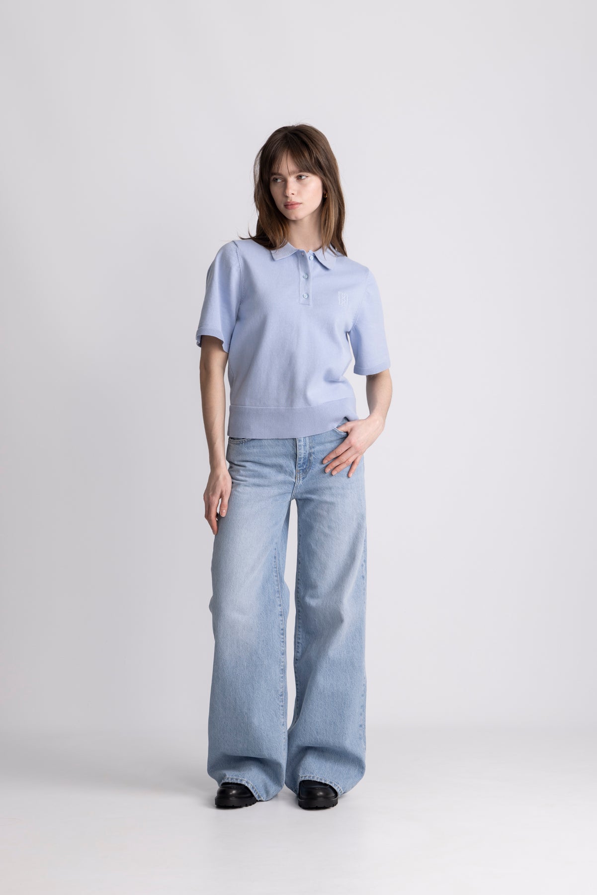 Esther Polo Knit Top - Blue