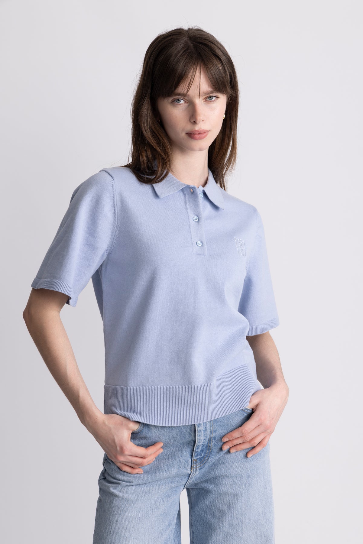 Esther Polo Knit Top - Blue