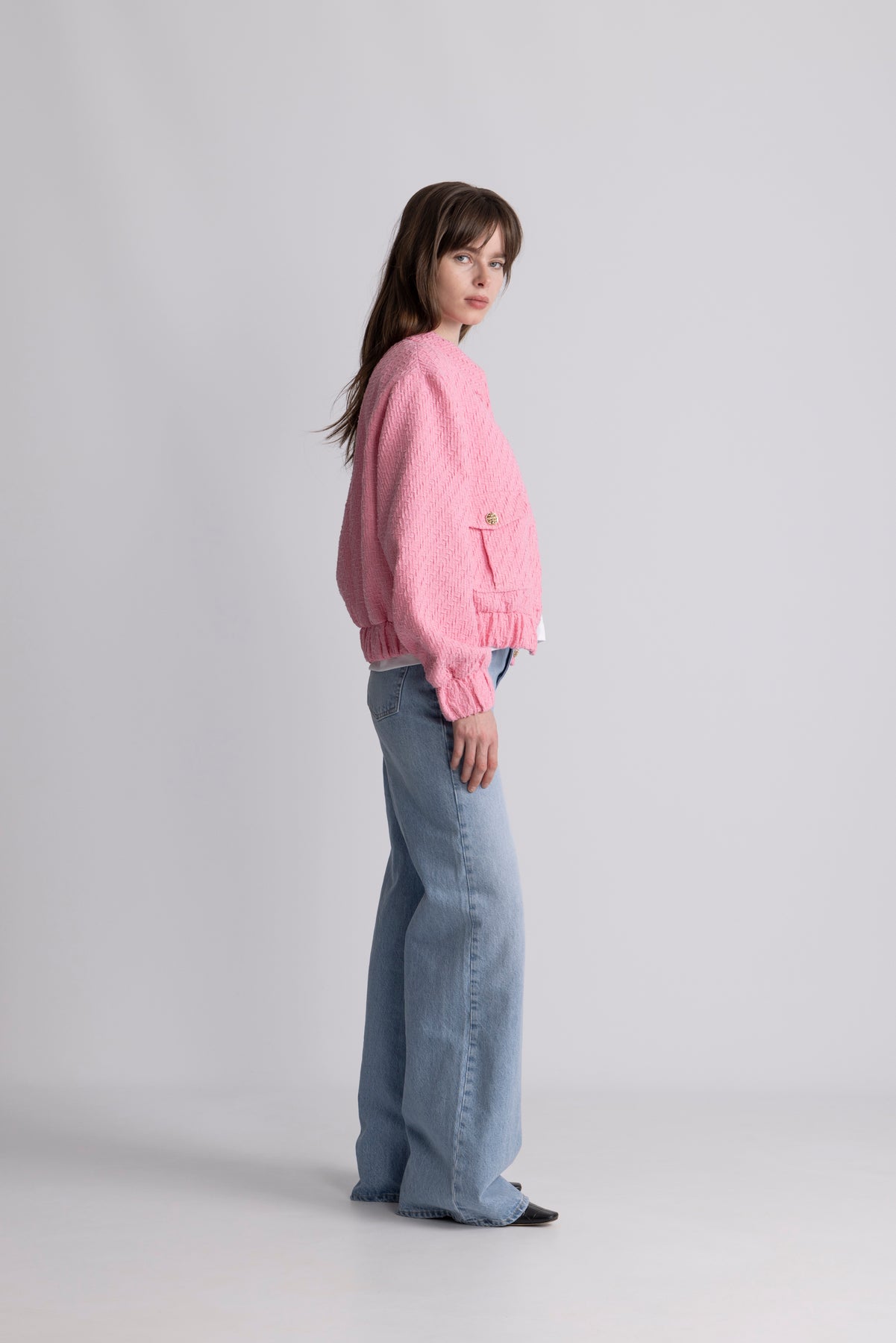 Tone Tweed Jacket - Ljusrosa