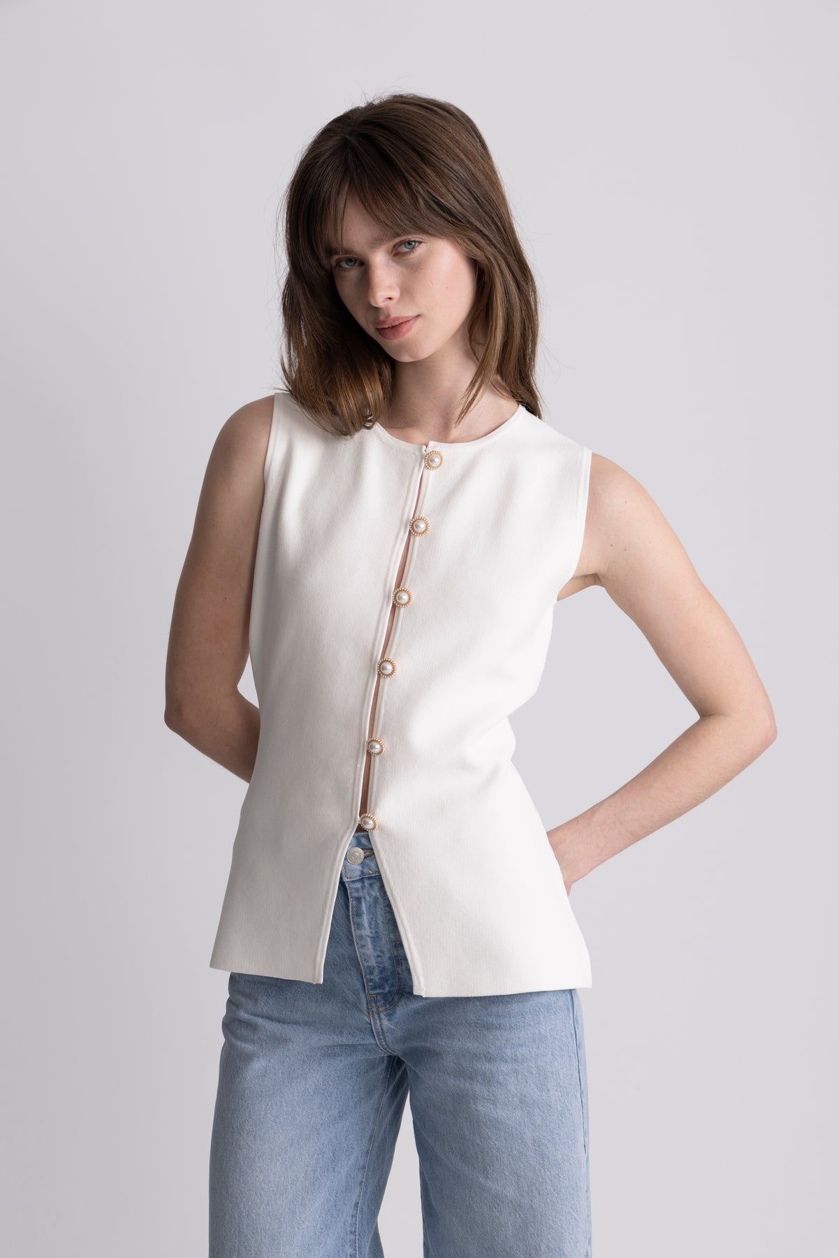 Therese Knit Waistcoat - Off White