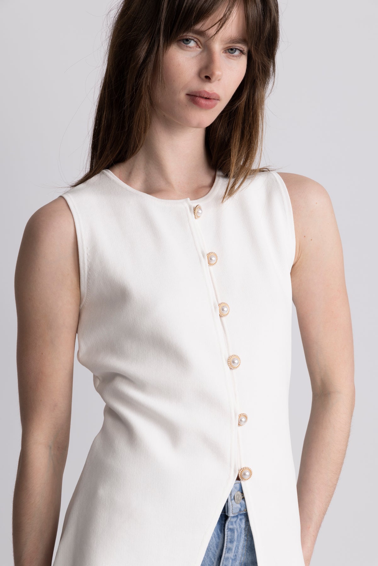 Therese Knit Waistcoat - Off White