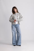 Amalie Stitch Cardigan - Light Grey Melange