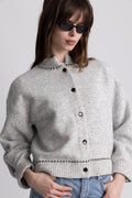 Amalie Stitch Cardigan - Light Grey Melange