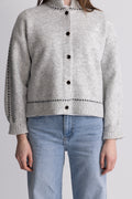 Amalie Stitch Cardigan - Light Grey Melange