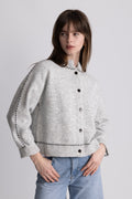 Amalie Stitch Cardigan - Light Grey Melange
