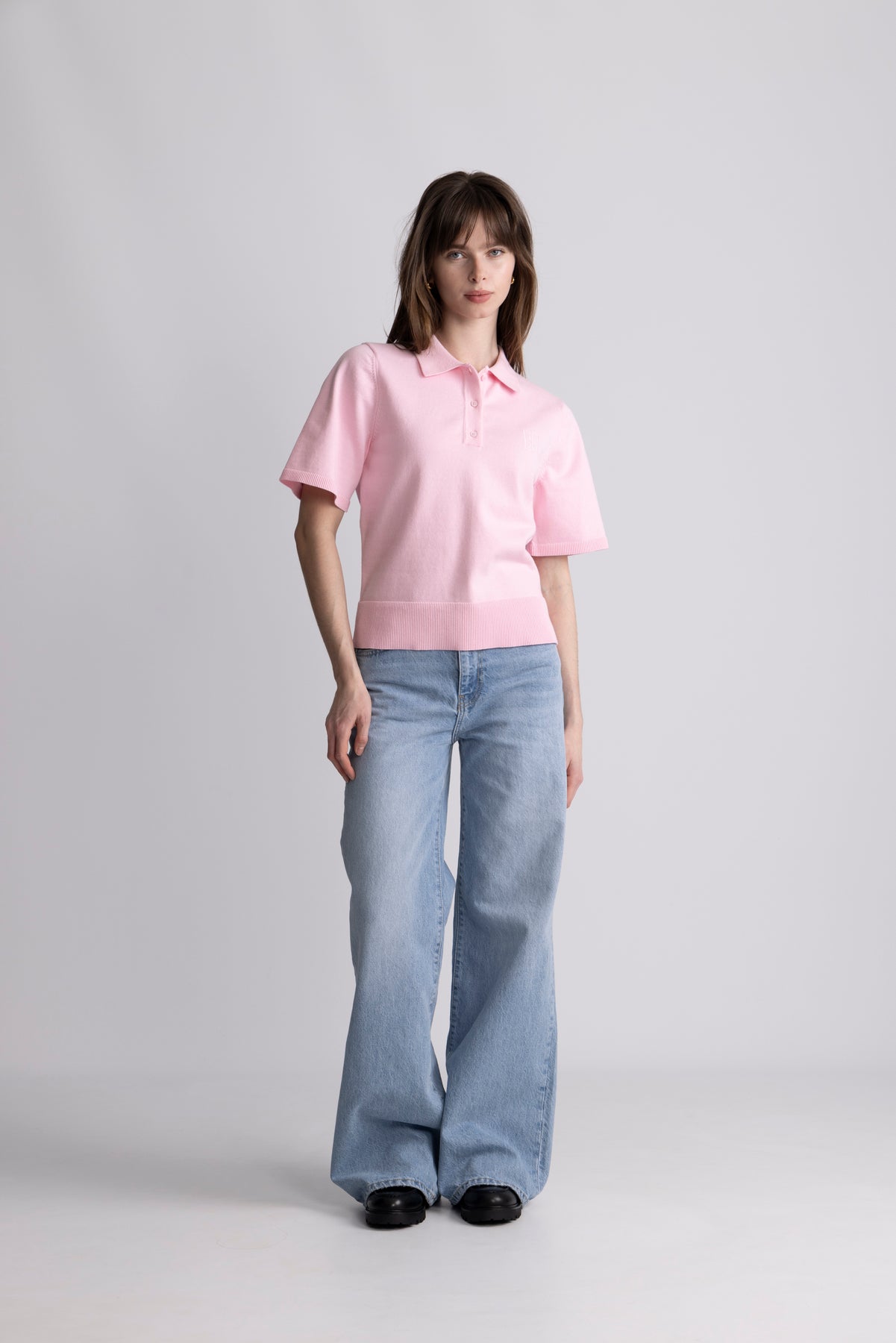 Esther Polo Knit Top - Rosa