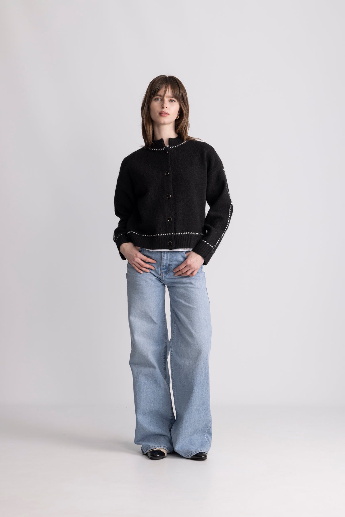 Amalie Stitch Cardigan - Black