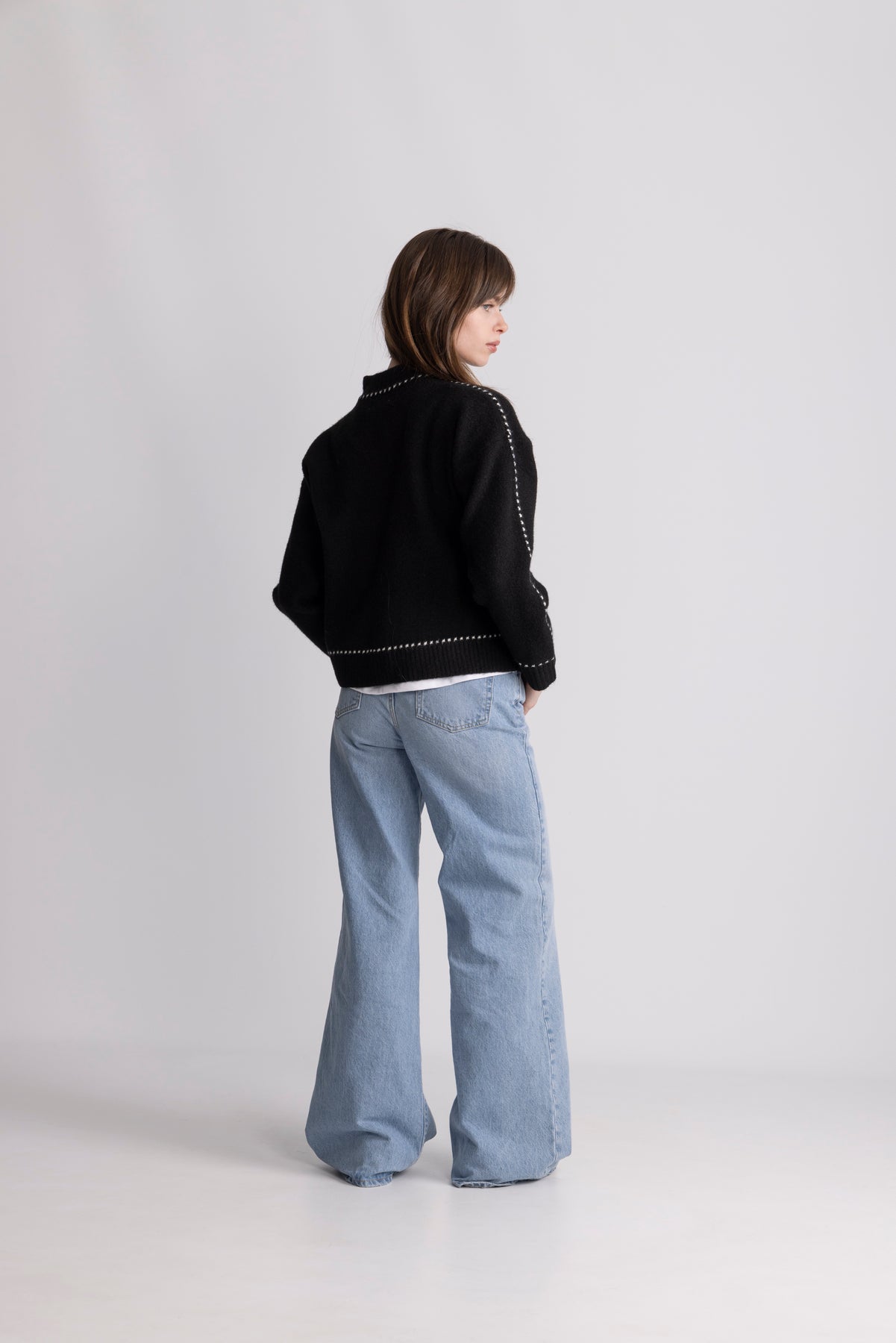 Amalie Stitch Cardigan - Black