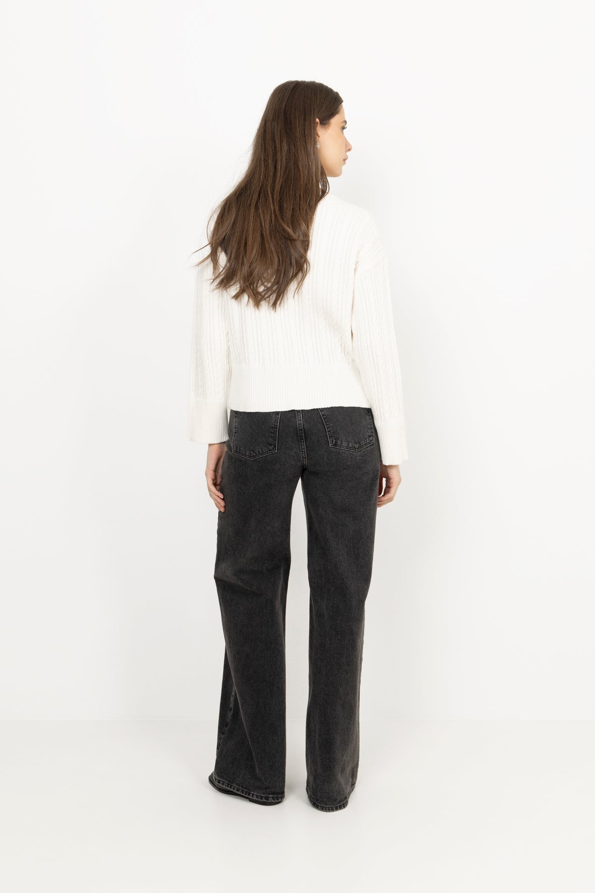 Catherine Cotton Cable Sweater - Cream
