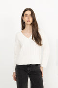 Catherine Cotton Cable Sweater - Cream