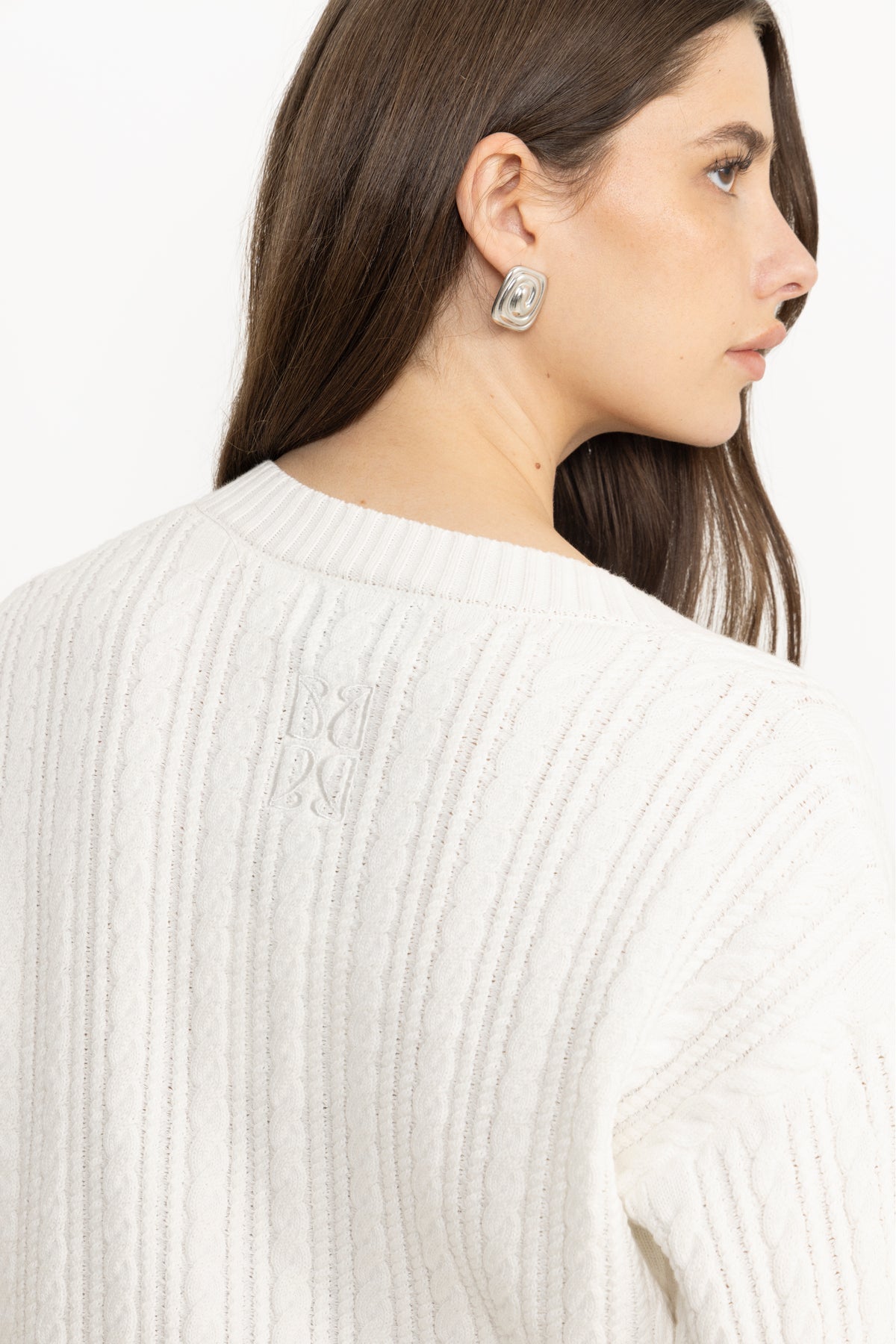 Catherine Cotton Cable Sweater - Cream