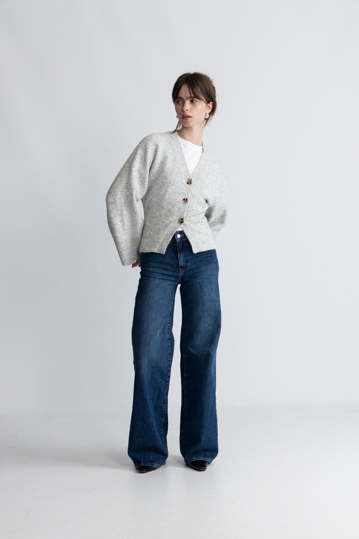 Elisabeth Knit Cardigan - Ljusgrå Melerad