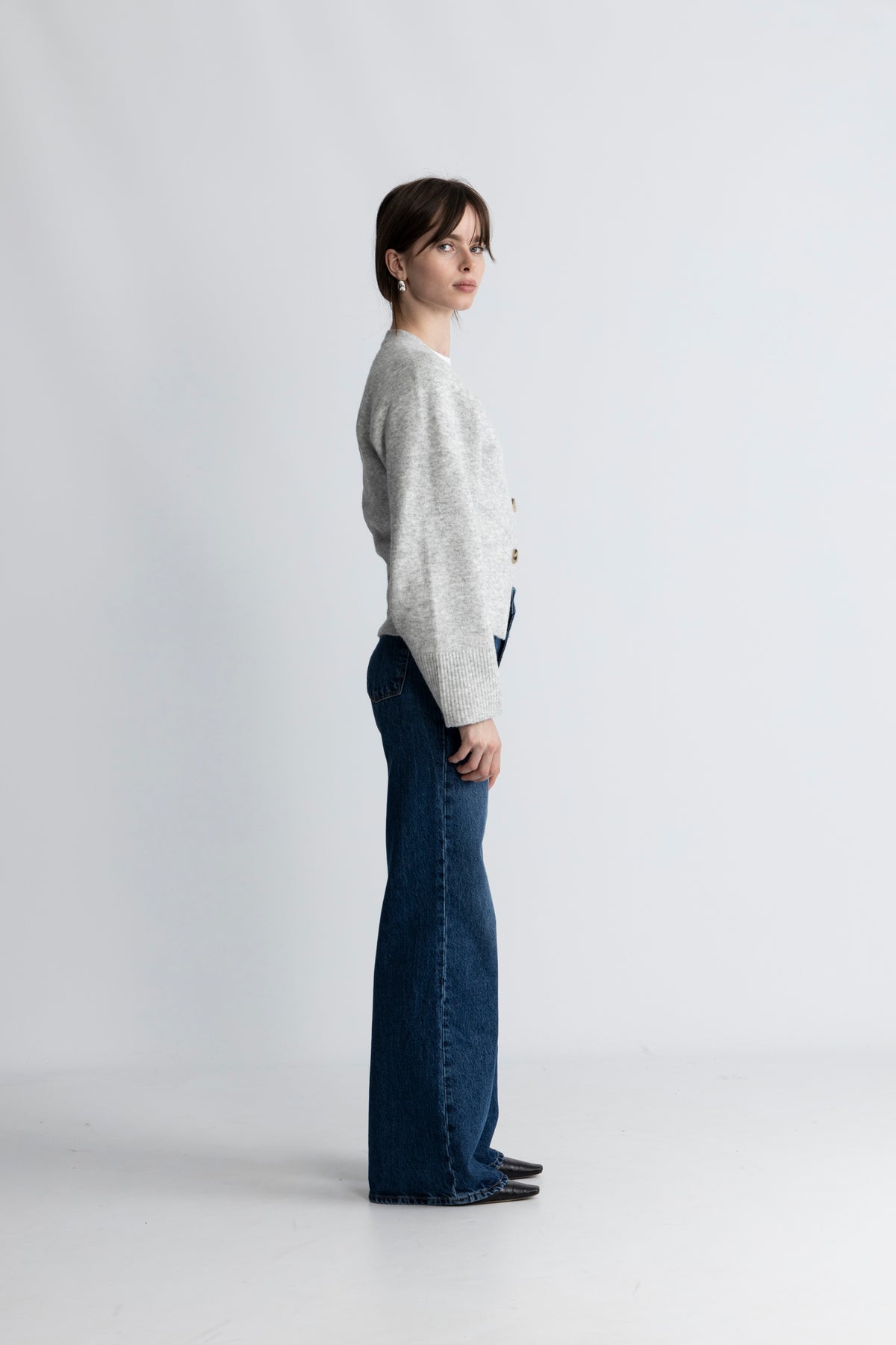 Elisabeth Knit Cardigan - Ljusgrå Melerad