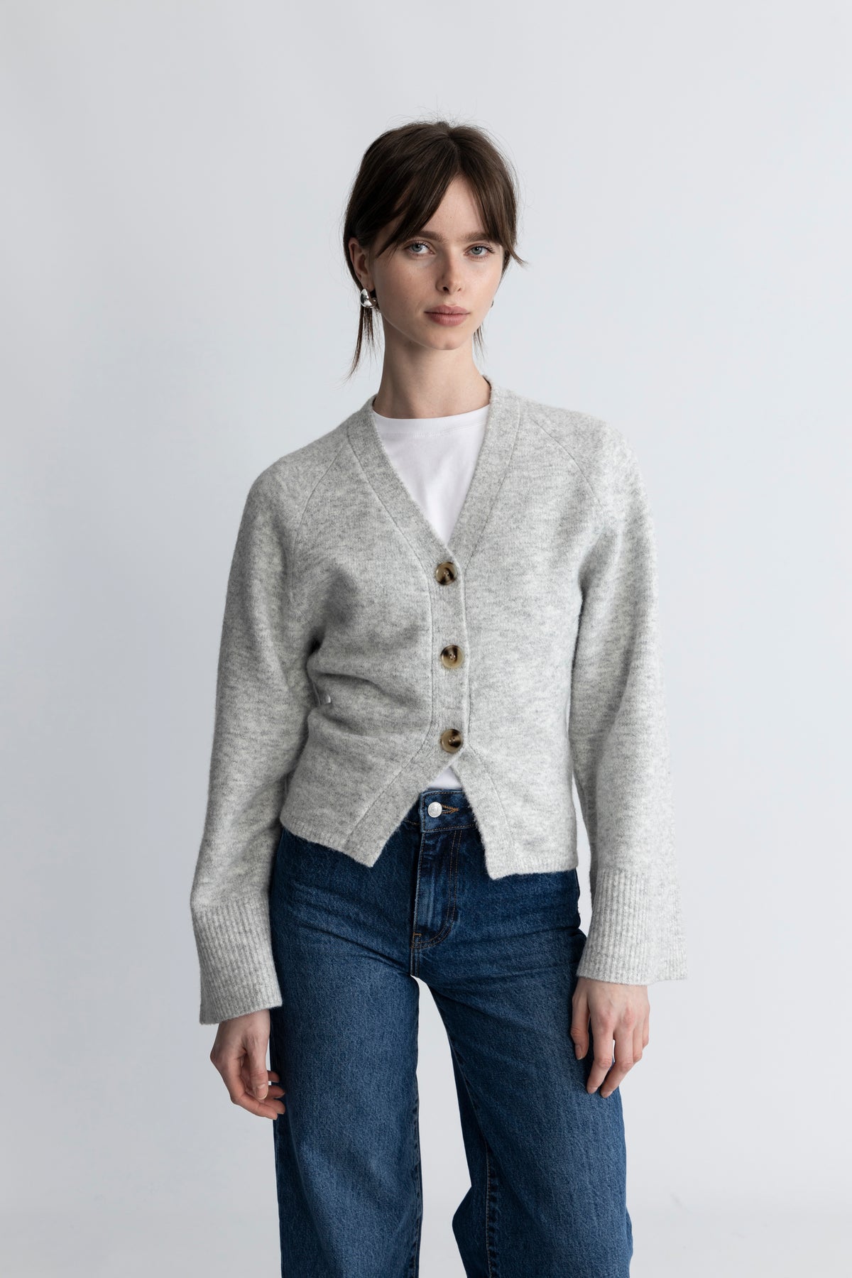Elisabeth Knit Cardigan - Ljusgrå Melerad