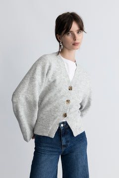 Elisabeth Knit Cardigan - Light Grey Melange