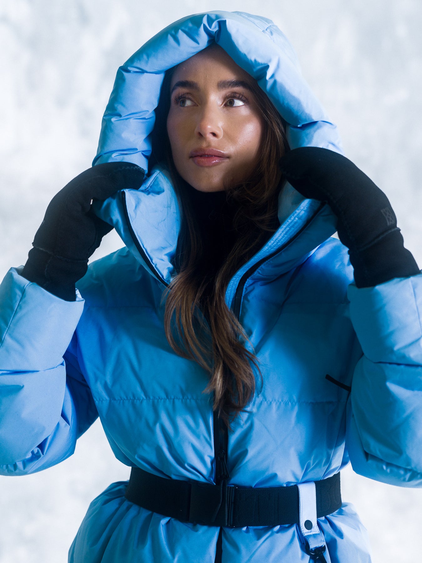Emily Down Belt Jacket - Ljusblå