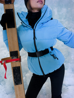 Emily Down Belt Jacket - Lt Blue