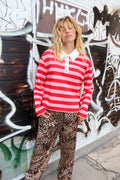 Bea Blouse - Pink Red Stripe