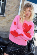 Hearts Pullover - Pink Hearts
