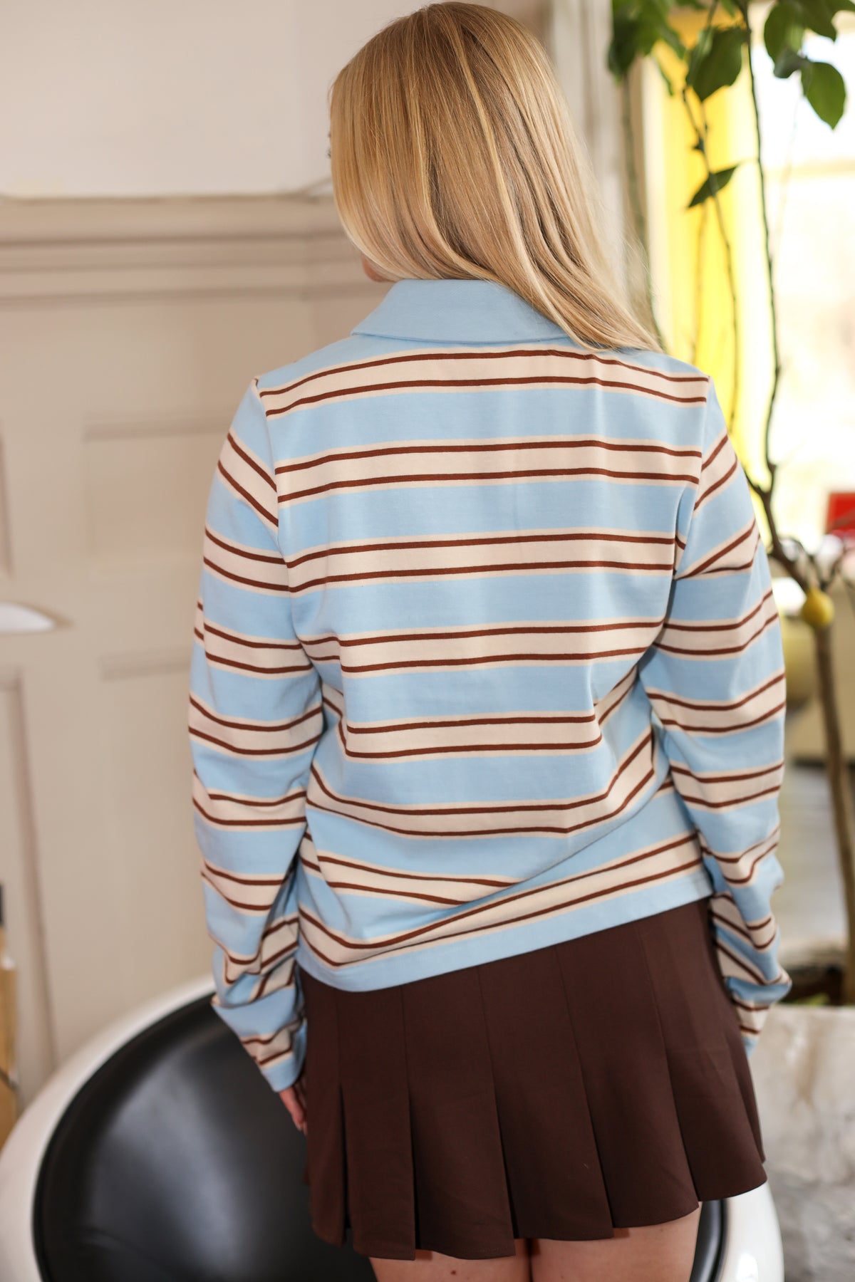 Ally Blouse - Blue Milkshake Stripe