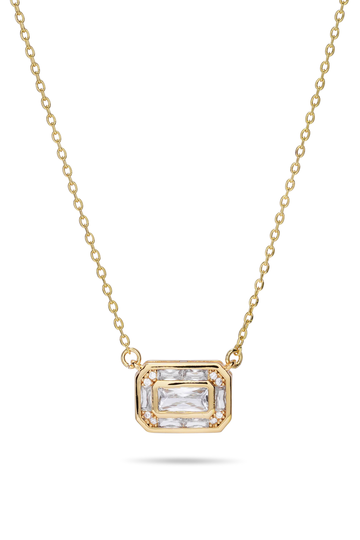 Baguette Frame Necklace - Gold
