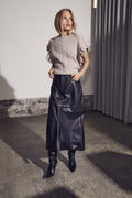 Phoebecc Leather Slit Skirt - Black