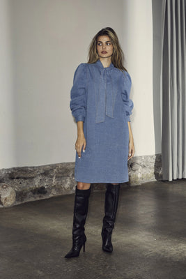 Tituscc Denim Bow Dress - Denim Blue